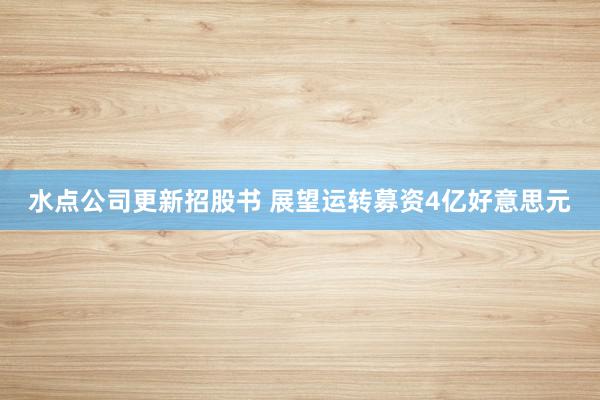 水点公司更新招股书 展望运转募资4亿好意思元